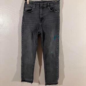 BDG Denim Dark Grey Denim Girlfriend Cut Painted Jeans‎